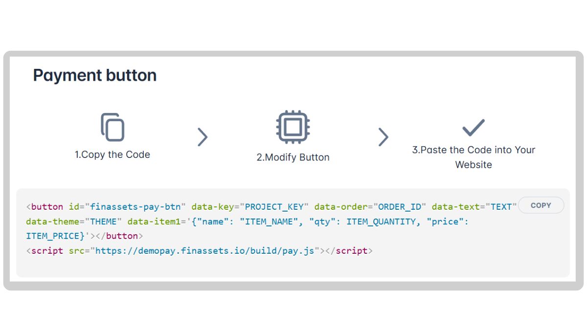 crypto payment button embed code HTML