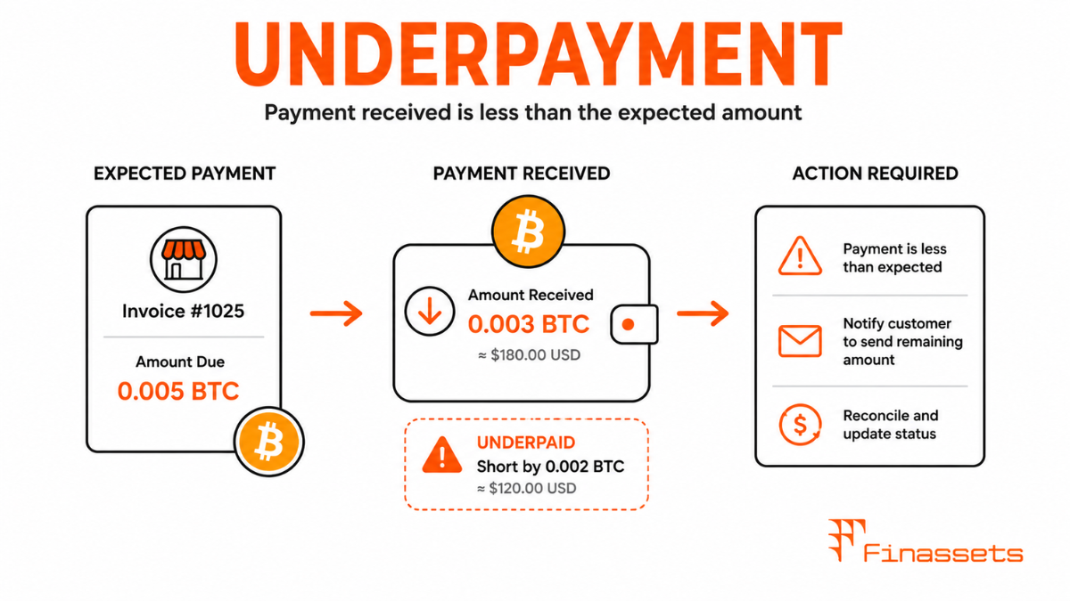 Crypto underpayment Cryptocurrency underpayment